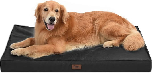 Outdoor Orthopedic Dog Bed for Extra Large Dogs, XL Waterproof Flat Pet Bed 44x32 Inch, Egg Crate Foam with Removable Washable Oxford Cooling Cover, Black
