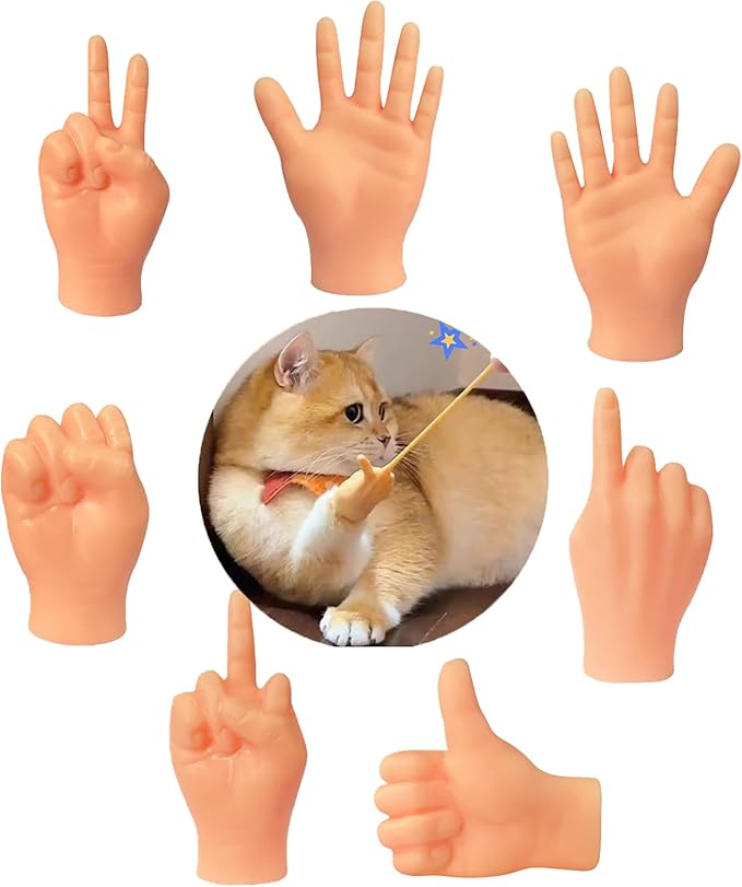 Tiny Hands,Cat Interactive Small Fingers,High Elasticity Hands for Cats,Mini Hands for Cats,Funny Toys. (High Elasticity-7PCS)