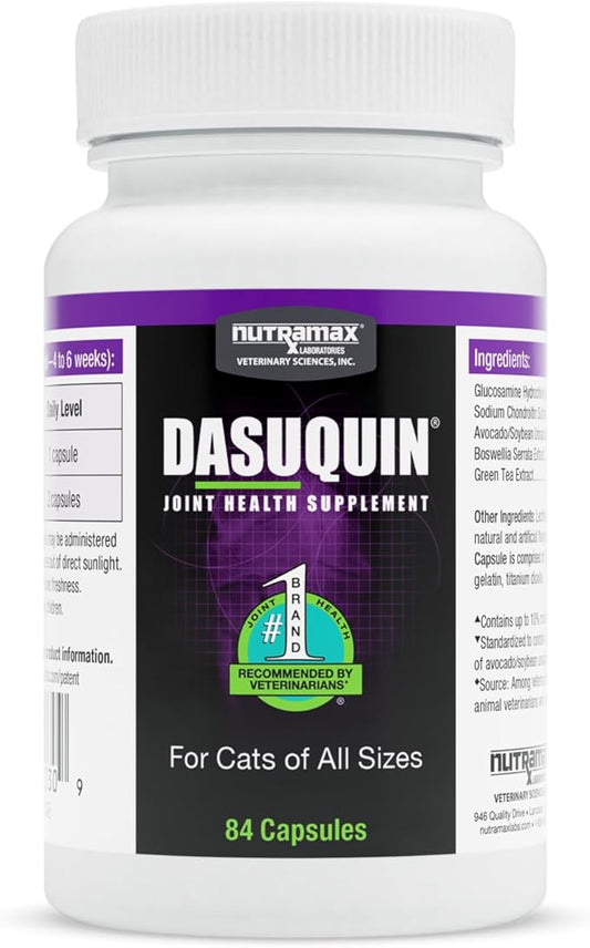 Nutramax Laboratories Dasuquin Joint Health Supplement for Cats - With Glucosamine, Chondroitin, ASU, Boswellia Serrata Extract, and Green Tea Extract, 84 Capsules