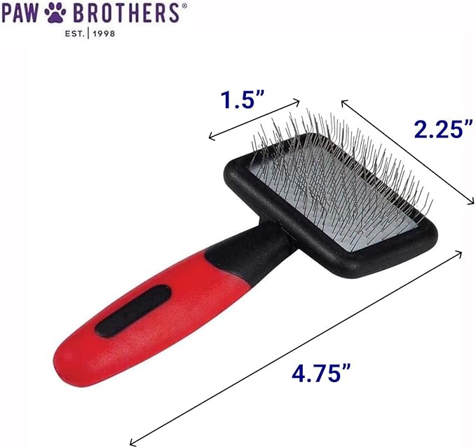 Ryan's Pet Supplies Paw Brothers Mini Pin Tiny Flat Slicker Brush for Dogs, Professional Grade, Stainless Steel Pins, Flexible Head, Comfort Grip, Mini Size, 4.75" x 2.25" x 1.5"