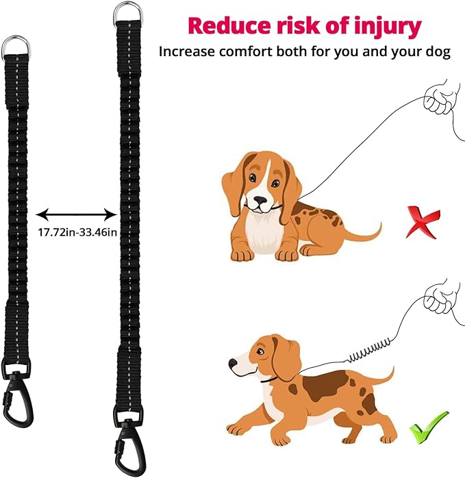 Long Dog Leash 40 FT: Heavy Duty Rope Leashes for Dogs Training with Swivel Lockable Hook Reflective Threads Bungee and Padded Handle - Dog Lead for Large Small Medium Dogs Outside Walking Hiking Pink