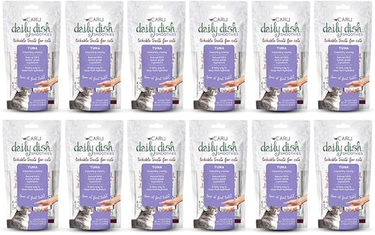 Caru - Daily Dish Smoothies - Lickable Tuna Cat Treat or Pet Food Topper - .5oz Tubes - 4 Tubes per Pack - 12 Pack