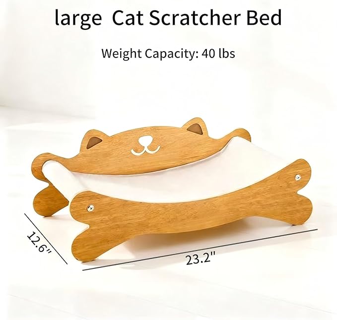 Cat Scratcher Bed for Indoor Cats & Hammock Lounge & Scratch Pad,Wooden Modern Cat Scratcher & Cat Beds & Furniture Sturdy and Durable for All Types of Cats Play and Rest