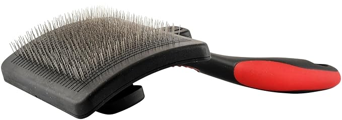 Jeffers Pet Self-Cleaning Slicker Brush for Dogs & Cats – Self Cleaning Button, Removes Tangles & Loose Hair, Non Slip Handle for Easy Grooming, Go To Gift for Pet Owners – Black, Red - Medium