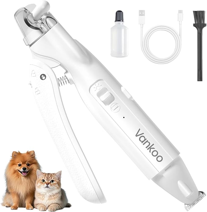 2 in 1 Dog & Cat Nail Clippers & Trimmers with LED Lights, Splash Guard - Pet Hair Trimmer for Around Paws, Ear, Eye,Face, Rump Rechargeable & IPX7 Waterproof Grooming Supplies for Dog, Cat