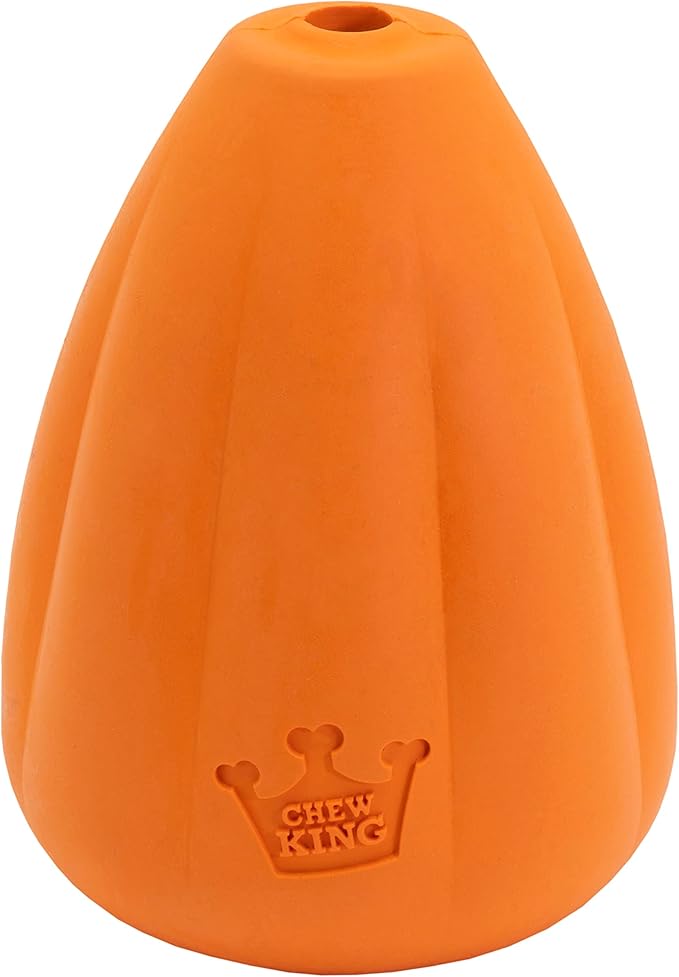 Chew King by Mammoth Premium Treat Dog Toy, Extremely Durable Natural Rubber Toy, Bacon Flavored Dog Treater, Orange Medium