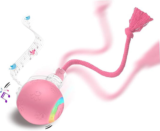 Interactive Cat Toys, Automatic Moving Cat Toys for Bored Indoor Adult Cats, Fast Rolling, Chirping & Motion-Activated Kitty Toys, Fun Gift for Cats with Speedy Tail 2.0, USB Rechargeable (Pink)