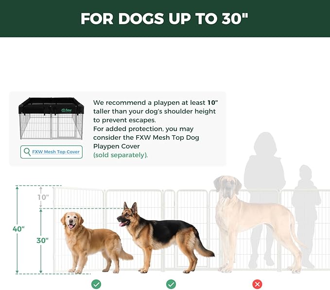 FXW Homeplus Unleashed Indoor Dog Playpen - Stress-Free and Safe Play, Heavy Duty 40 Inch 16 Panels Dog Pen with Connectors (Pack of 2) for Medium and Large Dogs, White│Patented