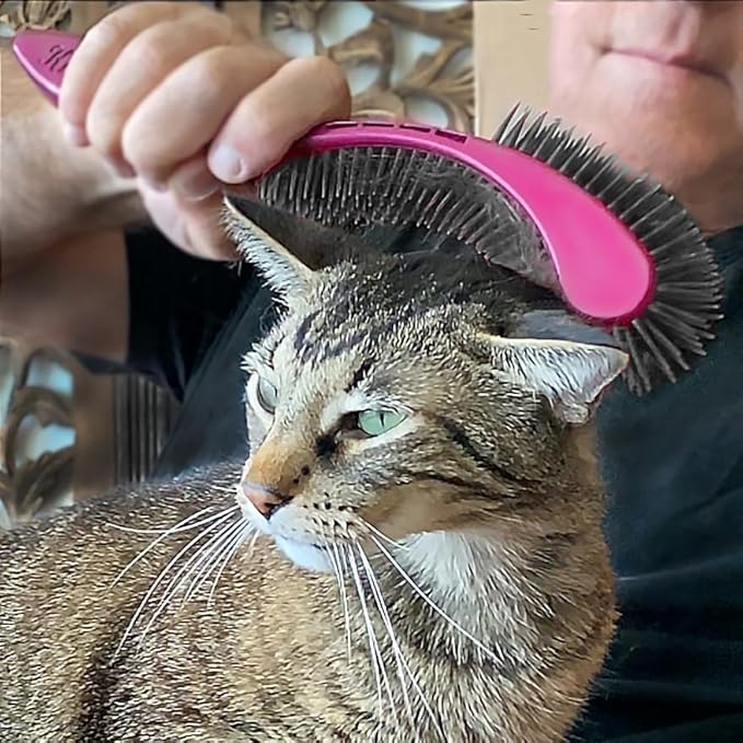 Cat Brush, Black. Designed for Comfort, Created for Results. Innovative grooming brush features multi contoured shapes that gently adapt to your cats body for a stress free grooming.