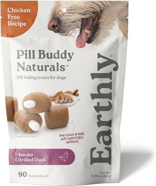 Earthly Pill Buddy Naturals - Duck (Chicken-Free) Pill Hiding Treats for Dogs - Pill Pocket for Any Size Medication - 90 Servings