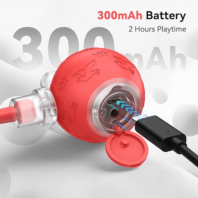 Interactive Cat Toys Ball for Indoor Cats, Automatic Pet Toys for Bored Indoor Adult Cats, Motion Activated, USB Rechargeable, Christmas Birthday Gifts (RED)