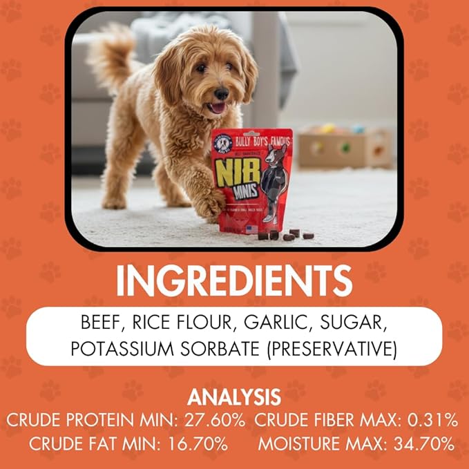 Bully Boy's Famous Mini Beef Training Nibs Dog Treats | Free from Wheat, Corn, Soy, or Gluten | USA Sourced Ingredients | with Smokehouse Beef | Made in Utah | 7 oz - 2 Pack