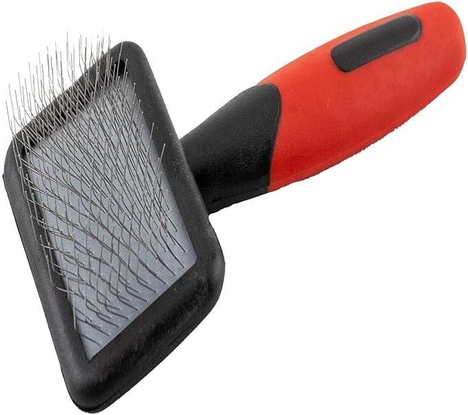 Ryan's Pet Supplies Paw Brothers Mini Pin Tiny Flat Slicker Brush for Dogs, Professional Grade, Stainless Steel Pins, Flexible Head, Comfort Grip, Mini Size, 4.75" x 2.25" x 1.5"