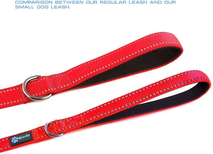Max and Neo Small Dog Reflective Nylon Leash - We Donate One to Rescue for Every Leash Sold (Red, 4x5/8)