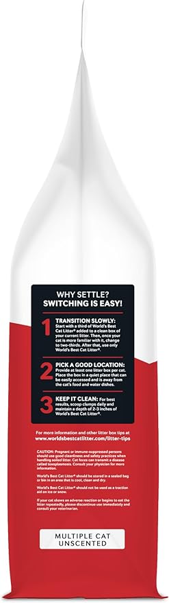 WORLD'S BEST CAT LITTER Multiple Cat Unscented, 8-Pounds - Natural Ingredients, Quick Clumping, Flushable, 99% Dust Free & Made in USA - Long-Lasting Odor Control & Easy Scooping
