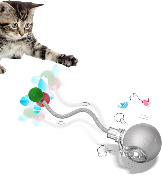 Interactive Cat Toys for Indoor Cats - Pet Toy with Speedy Tail 2.0 Christmas Birthday Gift Cat Toys for Bored Indoor Adult Cats, Motion-Activated, 2025 New Upgraded, USB Rechargeable(grey)