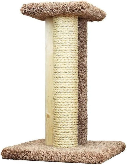 Coastal Charm Premier Triple Cat Scratcher - Multi-Surface Scratching Post with Sisal, Wood, and Carpet Brown