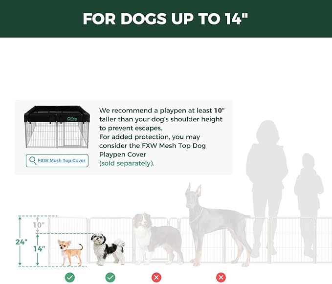 FXW Homeplus Unleashed Indoor Dog Playpen - Stress-Free and Safe Play, Heavy Duty 24 Inch 6 Panels Dog Pen for Puppy and Small Dogs, White│Patented