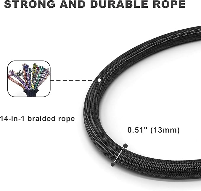 Rope Dog Leash, 6 Foot Heavy Duty Dog Leash with Aviation Aluminum Auto Locking Carabiner, Strong Nylon Pet Lead for Small, Medium, Large Dogs (Black, 6FT)