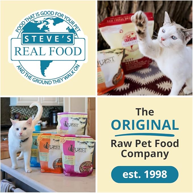 Quest Cat Food Freeze-Dried Raw Bite-Sized Nuggets - Pork Recipe - Raw Food for Cats - 10 oz