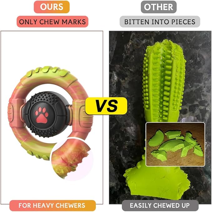 Dog Toys for Aggressive Chewers Large Medium Breed, Indestructible Squeaky Dog Chew Toys, Tough Nylon Rubber Interactive Dog Toys to Keep Them Busy