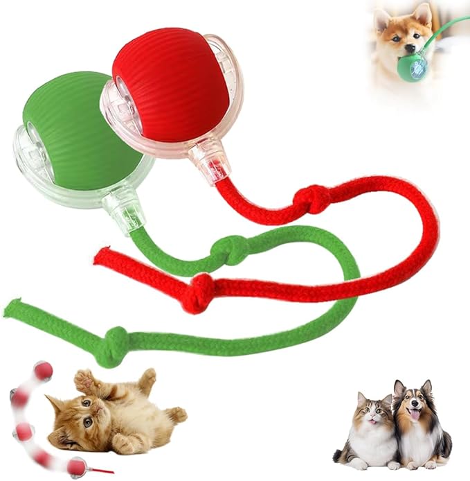 Interactive Cat Toys Motion Activated,Automatic Rolling Pet Ball,Obstacle Avoidance 3 Play Modes Quiet Durable Chew Resistant Material USB Rechargeable Long Battery Life for Cats (Green+Red)