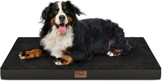 Orthopedic Dog Crate Bed for Extra Large Dogs, XXL Waterproof Comfort Pet Bed with Egg Crate Foam 47x29 Inch, Removable Oxford Cover, Black