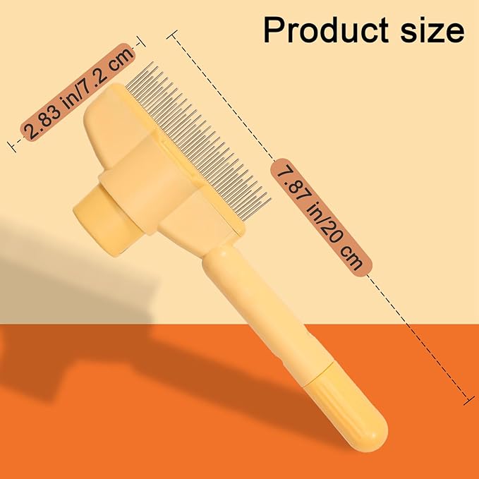 Dogs and Cats Comb with Release Button, Pet Hair Removal Tools with Safe Stainless Steel Teeth for Deshedding, Cat Grooming Supplies for Long/Short Hair, Cat Brush for Shedding, Orange