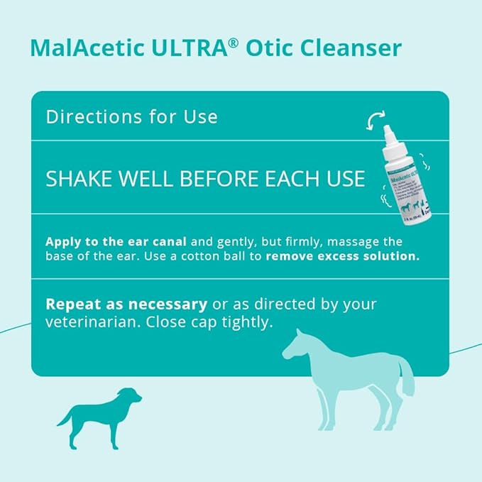 Otic Cleanser for Dogs, Cats, and Horses, 2 oz