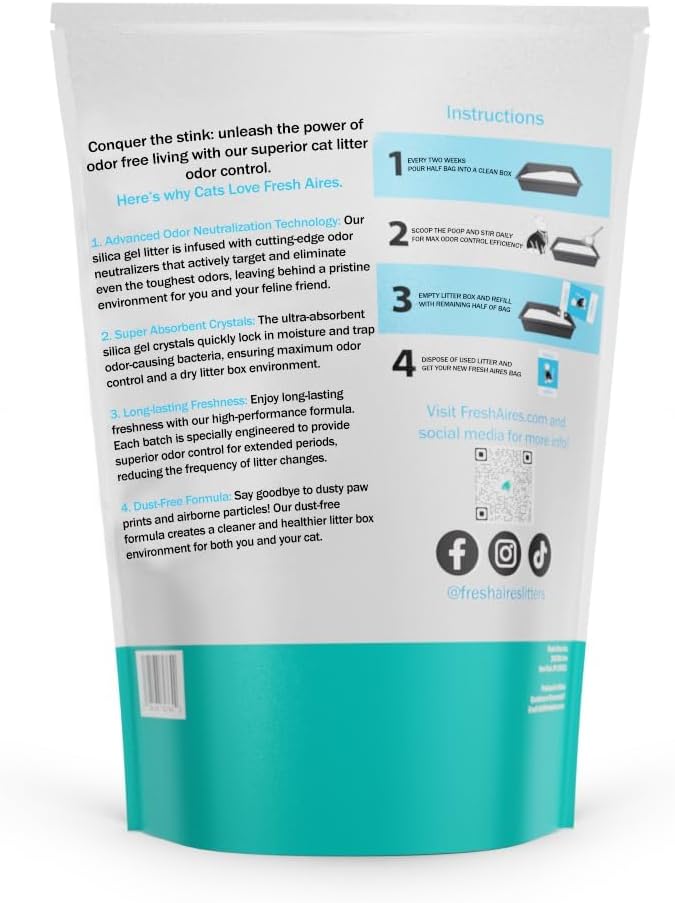 Silica Crystal Cat Litter | Unscented, Lightweight, Non-Clumping, Low Dust & Tracking, Long-Lasting Odor Control Cat Litter for Cats and Kittens | 6 Lb Bag of Crystal Litter