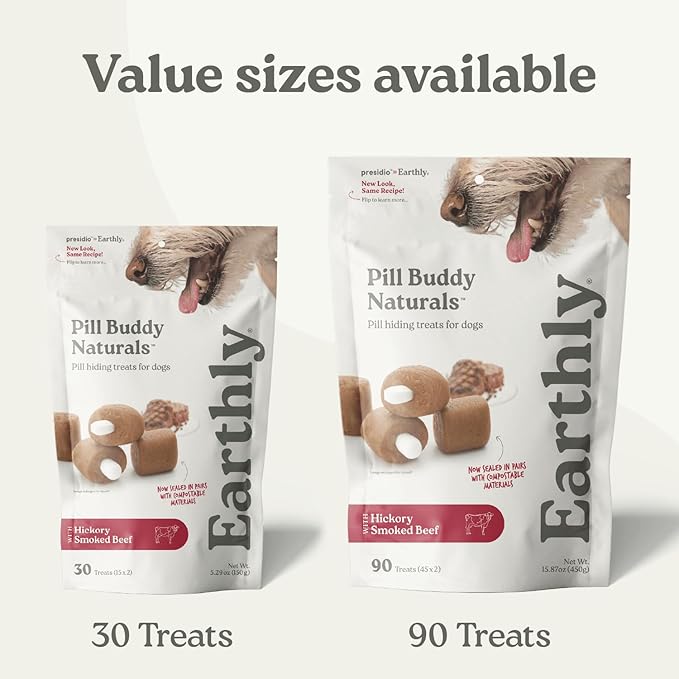 Earthly Pill Buddy Naturals - Chicken Recipe Pill Hiding Treats for Dogs - Make A Perfect Pill Concealing Pocket Or Pouch - 30 Servings