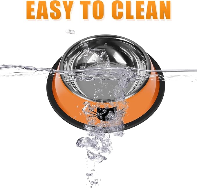 2 Pcs Non-Slip Stainless Steel Small Cat Food Bowls - Unbreakable, Thicken 7 Oz Cat Dishes - Indoor, Removable Rubber Base, Easily Clean, Lovely Color