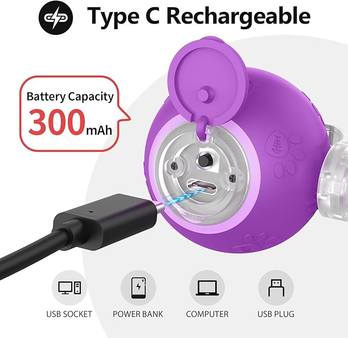 Interactive Cat Toys, Automatic Moving Cat Toys for Bored Indoor Adult Cats, Fast Rolling, Chirping & Motion-Activated Kitty Toys, Fun Gift for Cats with Speedy Tail 2.0, USB Rechargeable (Purple)