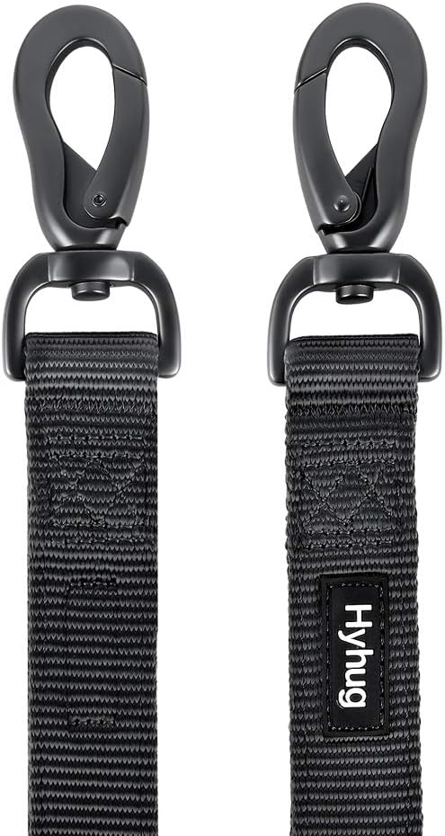 Hyhug Premium Heavy Duty Nylon 18 Inch Short Leash with Soft Cushioned Padded Handle for Giant Large Medium Boy and Girl Dogs - Daily Use Walking, Professional Training. (18 Inches, Black)
