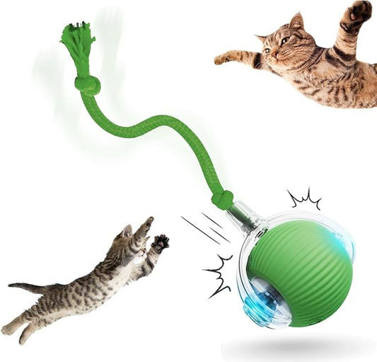 Interactive Rolling Cat Ball, Cat Rotating Toy, 360° Smart Rolling Ball Toy Electric Balls,Suitable for Floors, Carpets, Tiles, Living Rooms (Green)