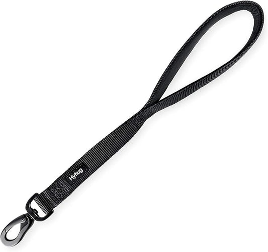 Hyhug Premium Heavy Duty Nylon 18 Inch Short Leash with Soft Cushioned Padded Handle for Giant Large Medium Boy and Girl Dogs - Daily Use Walking, Professional Training. (18 Inches, Black)