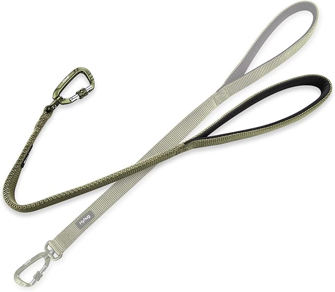 Hyhug Pets 24 Inches Sturdy Short Leash with Comfortable Handle and Lightweight Aviation Aluminium Clip Lead- for Daily Use Walking and Training. (24 Inches, Military Green)