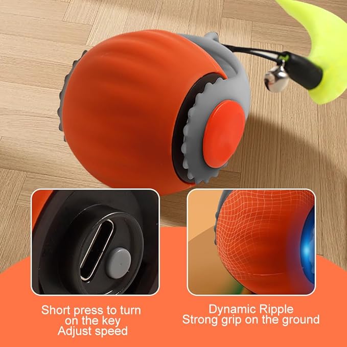 Speedy Tail 3.0 Cat Toy, 2026 New Speedy Tail Interactive Cat Toys for Indoor, Smart Automatic Moving Tail, Cat Toys Ball with Tail Two Speed Adjustment (Blue)