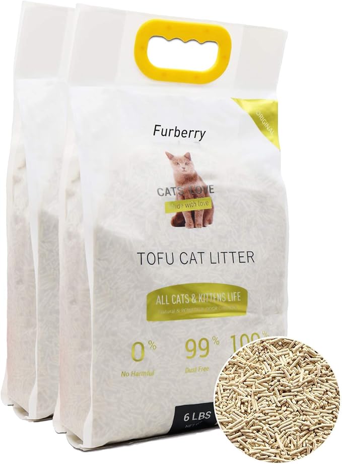 Natural Soy Litter, Tofu Cat Litter - Clumping, Flushable, Ultra Absorbent and Fast Drying - Zero Dust, Low Tracking - Unscented, 2 Pack