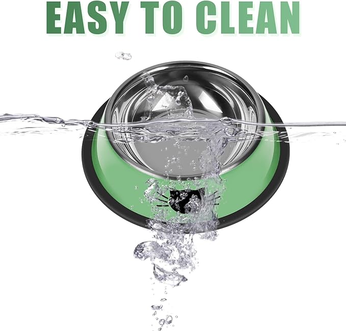 2 Pcs Non-Slip Stainless Steel Small Cat Food Bowls - Unbreakable, Thicken 7 Oz Cat Dishes - Indoor, Removable Rubber Base, Easily Clean, Lovely Color