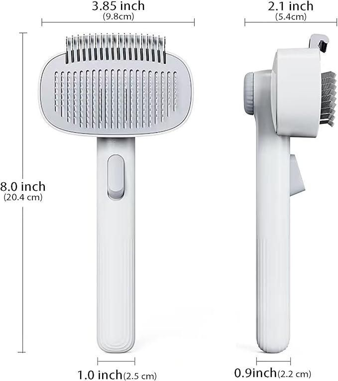 2-in-1 Gentle Deshedding & Detangling Brush for Dogs & Cats - Adjustable Pet Grooming Tool for Daily Coat Care, Manages Loose Fur & Reduces Matting for Long-Haired Breeds