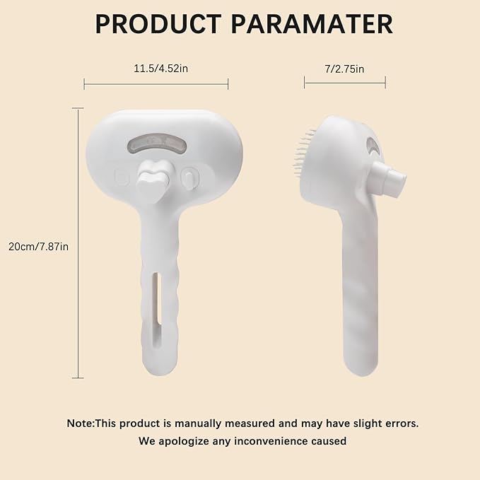 Pet Steam Brush for Shedding– 4-in-1 De-Shedding, Steam Spray, and Self-Cleaning Grooming Tool – Ideal for Long and Short-Haired Pets– Includes 2 Bottles of 120 mL Waterless Shampoo(White)