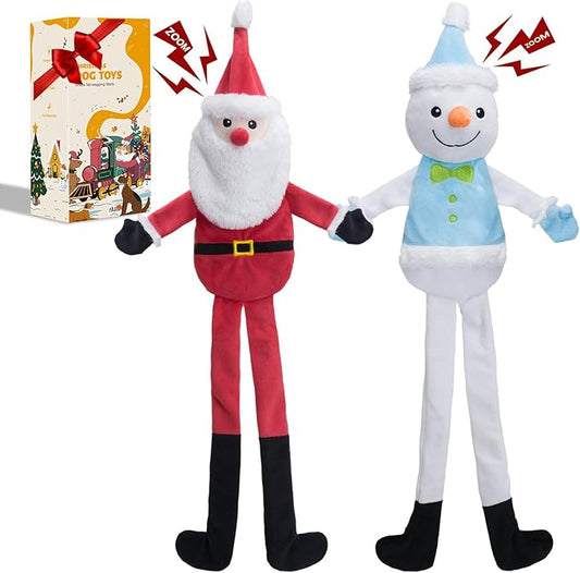 HGB Squeaky Christmas Dog Toys, Plush Crinkle Dog Toys for Large, Medium, Small Dogs to Keep Them Busy & Reduce Anxiety, Holiday Pet Gifts, 2 Pack