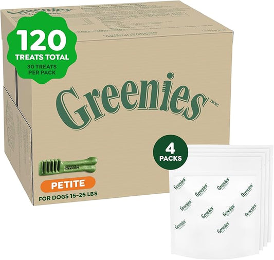Greenies Original Petite Dental Dog Treats, (4) 30 ct Packs (120 Treats)
