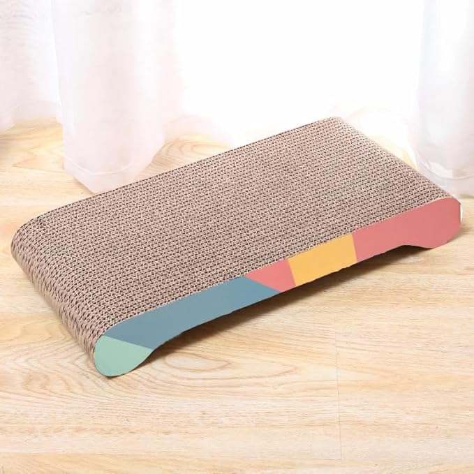 Cat Scratch Board, 4 Pack Corrugated cat Scratch pad, pet cat Toys, Reversible cat Scratch Toys Bone Type Durable Cat Scratching Board Reversible with Catnip for Furniture Protection