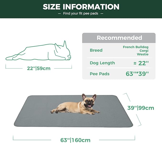 FXW Washable Pee Pads for Dogs, Puppy Pads with Super Absorbent, Specifically Designed for FXW Rollick/Homeplus 24inch 6 Panels Dog Playpen, 39" x 63" Rectangle, Gray, 1 Pack