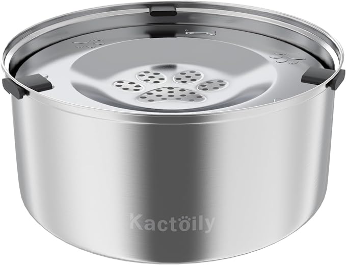 Kactoily 3L/101oz Large Capacity Dog Water Bowl Stainless Steel No Spill Dog Bowls Slow Drinking Dog Water Feeder Dispenser