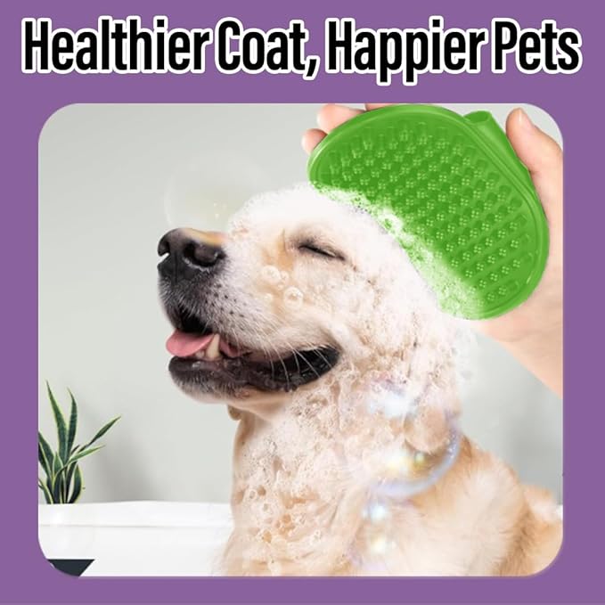 2 Pcs Self Cleaning Slicker Brush & Bath Brush For Dogs and Cats - Skin Friendly Deshedding Dog Brush Suitable For Shedding & Haired Pets, Green