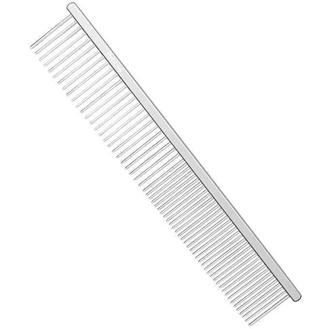 Stainless Steel Dog Comb - Cat Combs with Rounded Ends Teeth - Professional Metal Pet Grooming Removes Tangles Knots for Dogs Cats 7.6IN/1.42IN