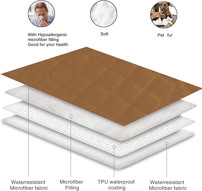 fuguitex Waterproof Dog Blanket Reversible for Small Dogs Resistant Leakproof Washable Couch Cushion Bed Protector Cover for Indoor Furniture Pet Friendly（82"*102",Brown+Brown